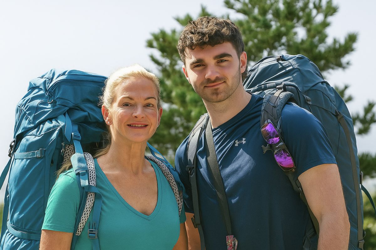 caroline bridge with son thomas bridge - becomes race across the world winner