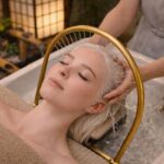 a girl getting her japanese head spa for hair and scalp treatment
