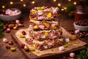 rocky road recipe - a no bake chocolate fridge cake