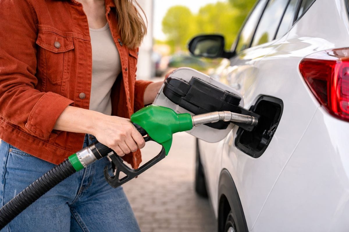 a girl refueling his car representing how can you avoid wasting fuel