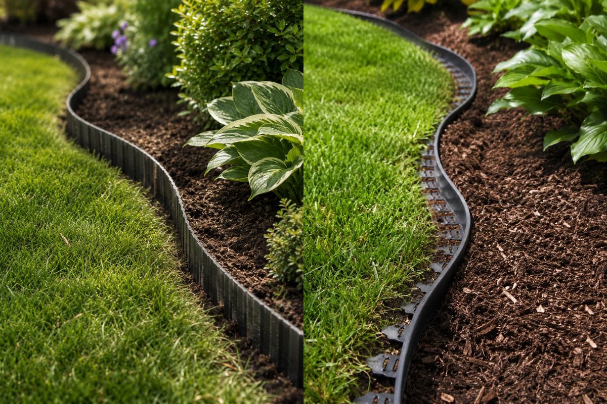 metal or plastic strips lawn edging