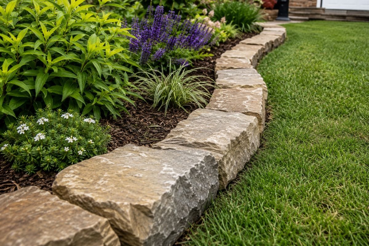 natural stone lawn edging