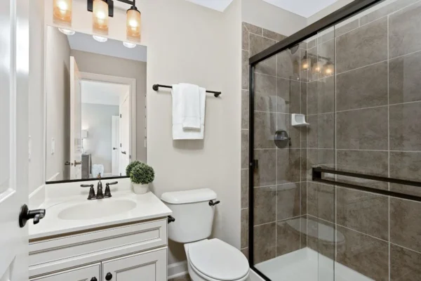 small shower room in bathroom