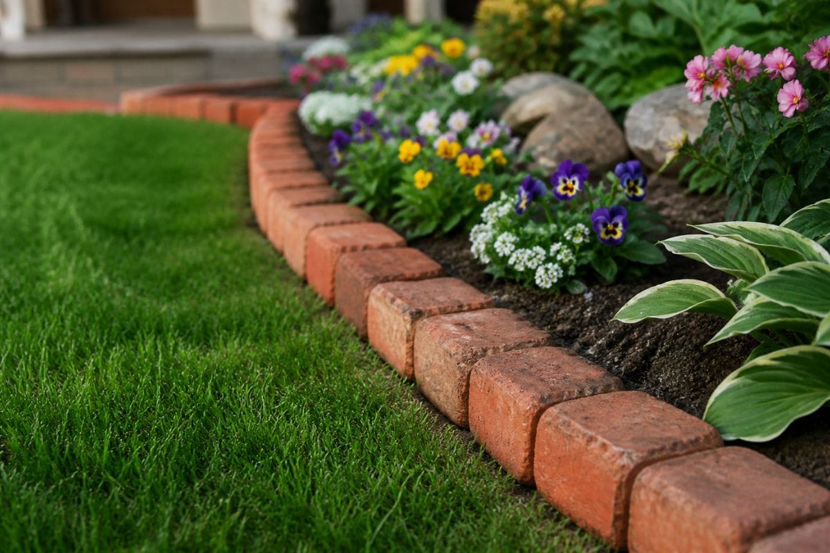 traditional brick lawn edging