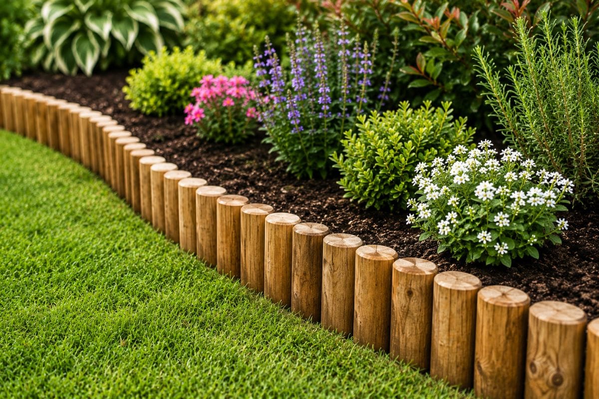 wood border lawn edging